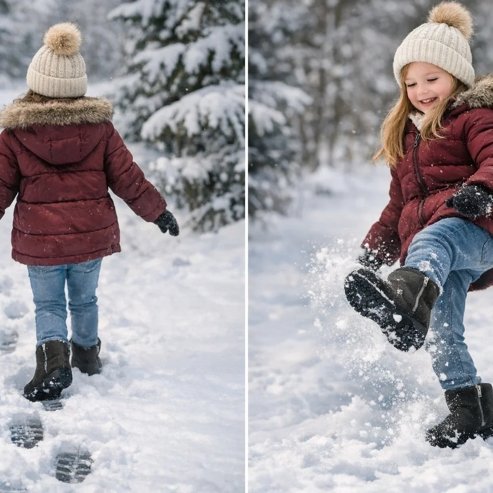NWT Girls Faux Suede Ankle Boots| Side Zip | Winter Snow Casual Lug Sole Boots